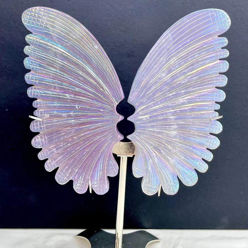 Aura Fluorite Butterfly Wings Crystal Carving