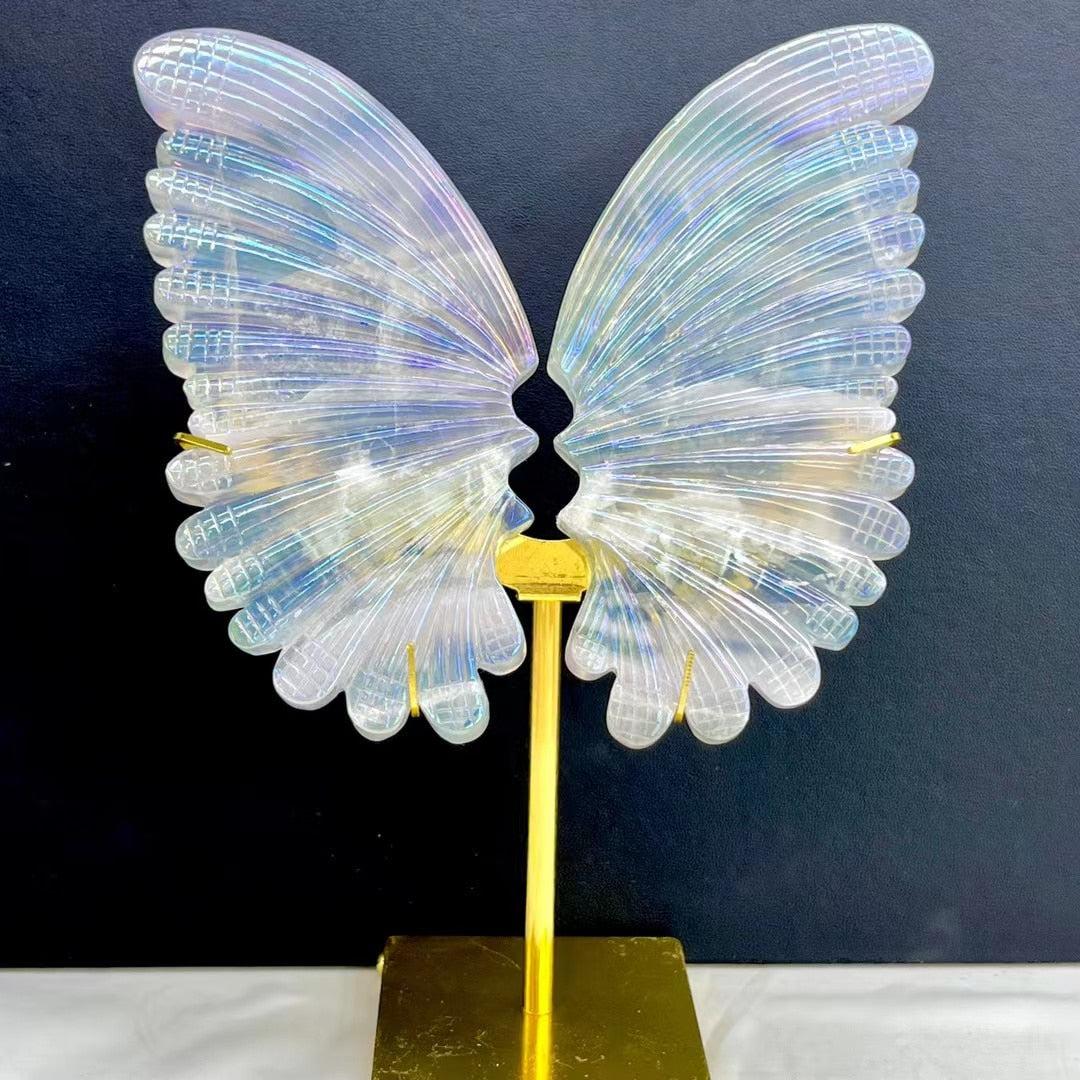 Aura Fluorite Butterfly Wings Crystal Carving