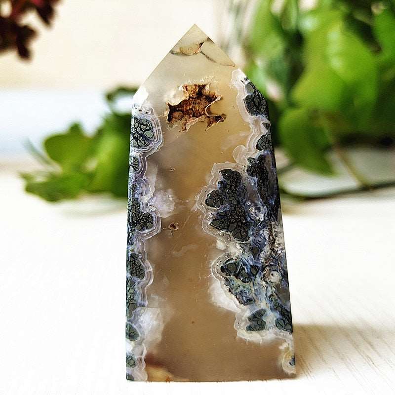 Agate Crystal Tower with Druzy