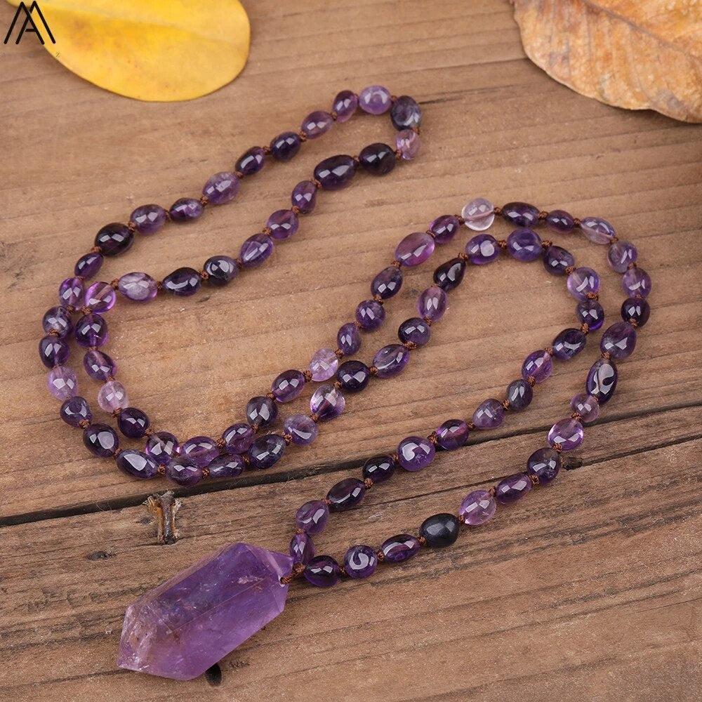Amethyst Quartz Double Point Necklace in 11 Styles and 3 Lengths