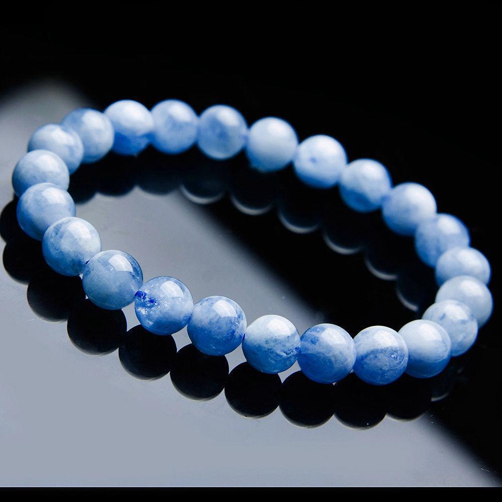 Aquamarine Stretch Bracelet Round Beads
