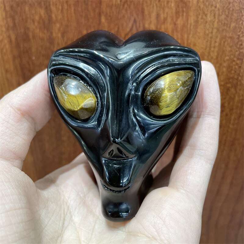 Black Obsidian Alien Skull