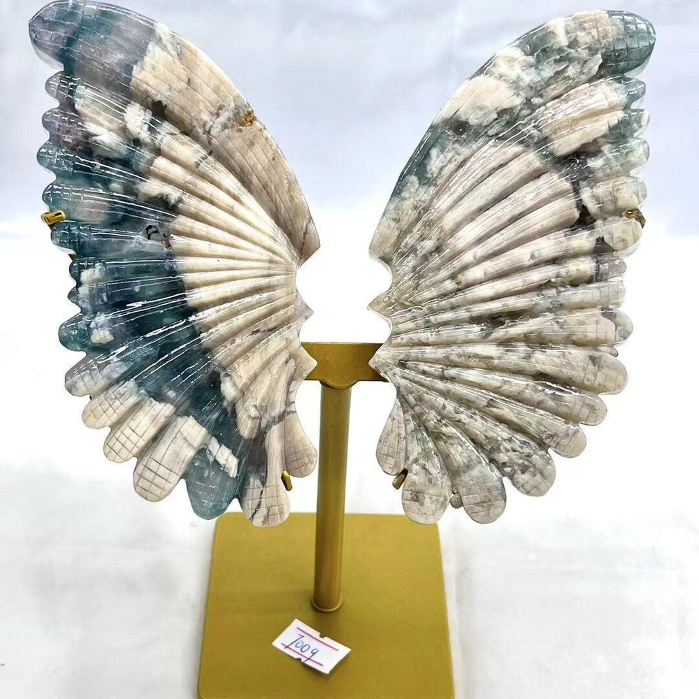 Blue Aquamarine Butterfly Wings with Stand