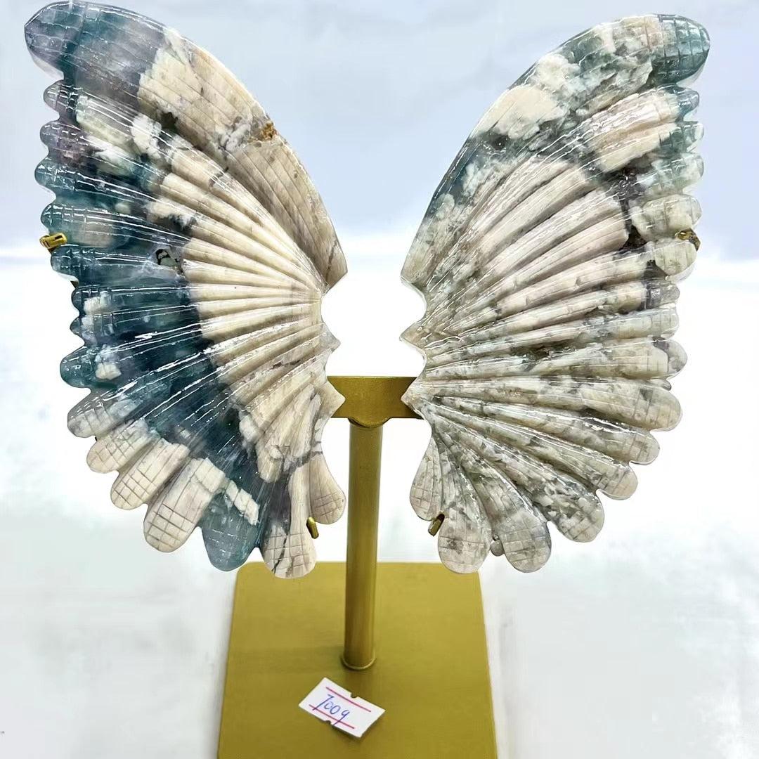 Blue Aquamarine Butterfly Wings with Stand