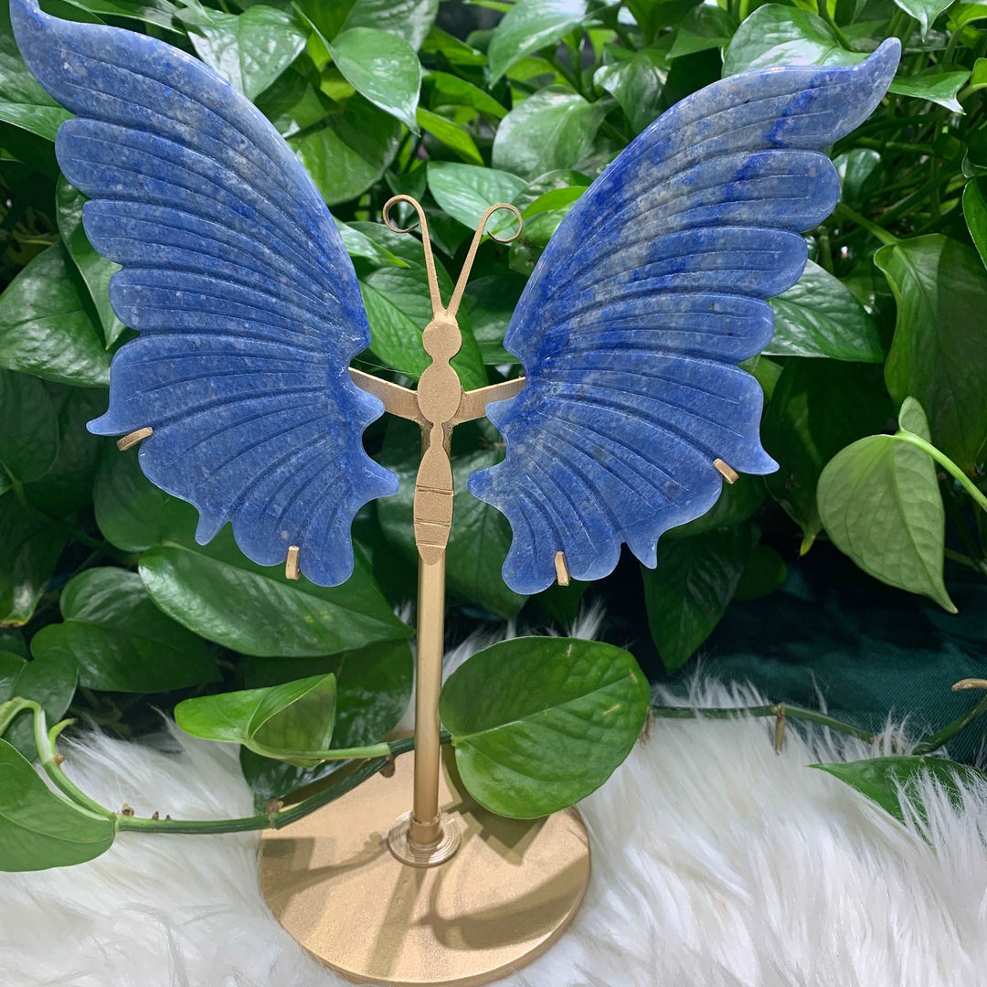 Blue Aventurine Hand Carved Butterfly Wings Figurine