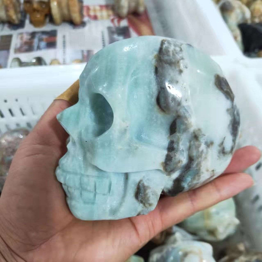 Blue Calcite Hand Carved Skull