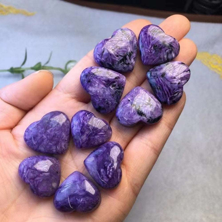 Charoite Single Side Heart Crystal Carving