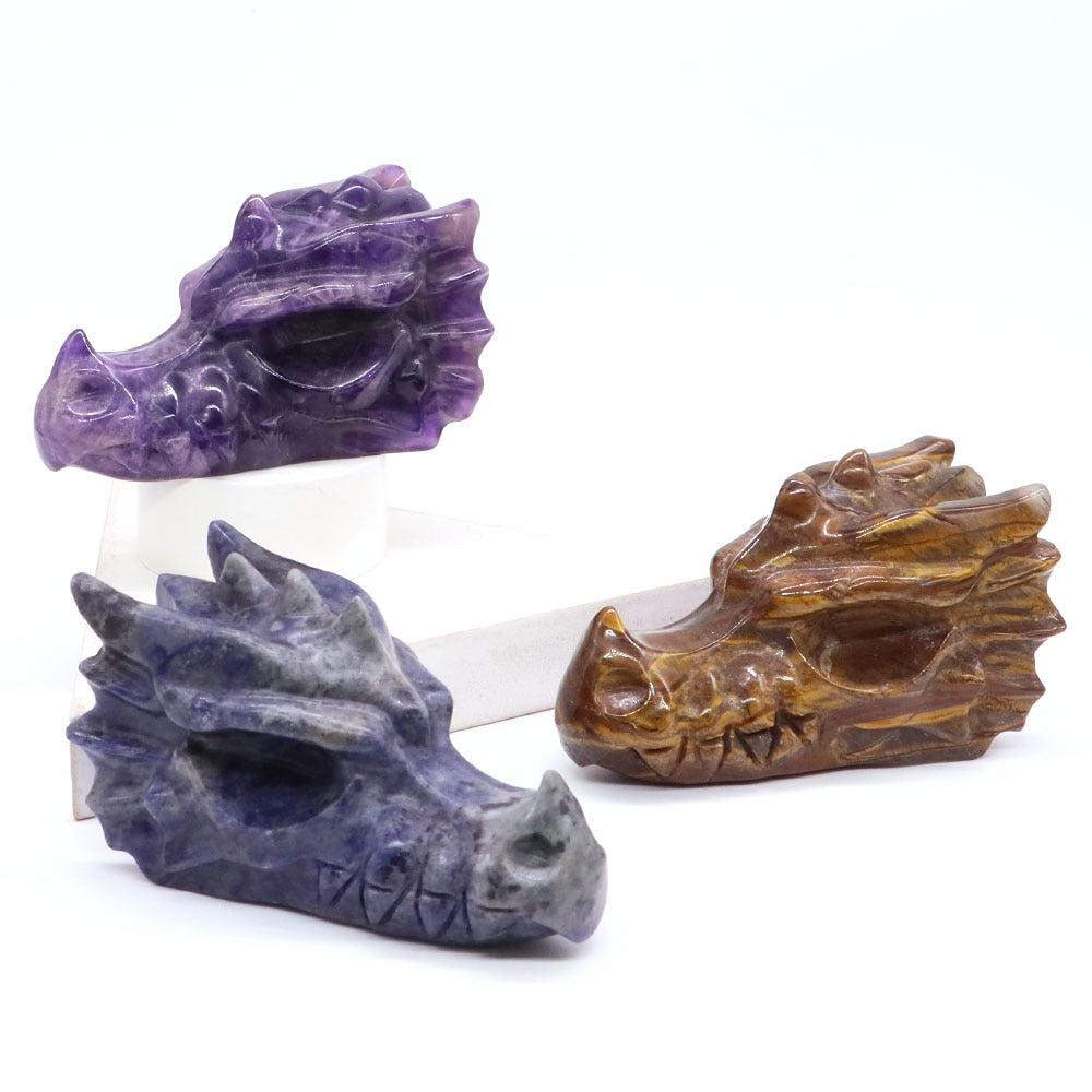 Crystal Dragon Head Skull 4"