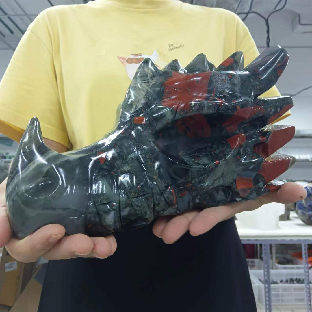 Dragon's Bloodstone Carved Dragon Head
