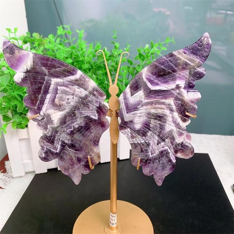 Dream Amethyst Crystal Butterfly Wings with Stand