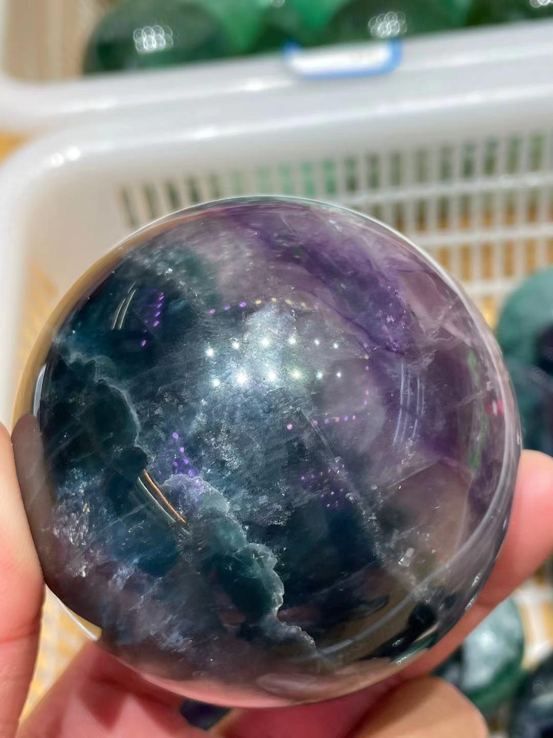 Green And Purple Fluorite Sphere