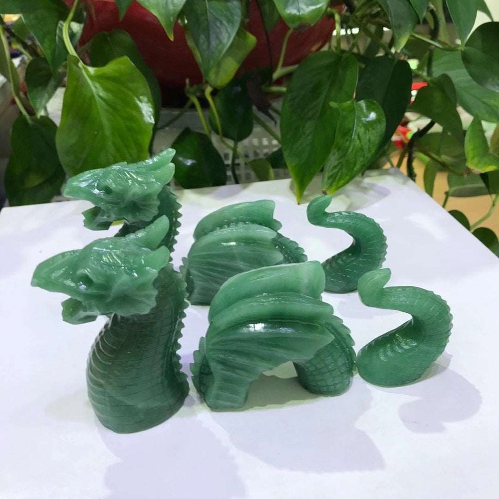 Green Aventurine Dragon 3-piece Sculpture