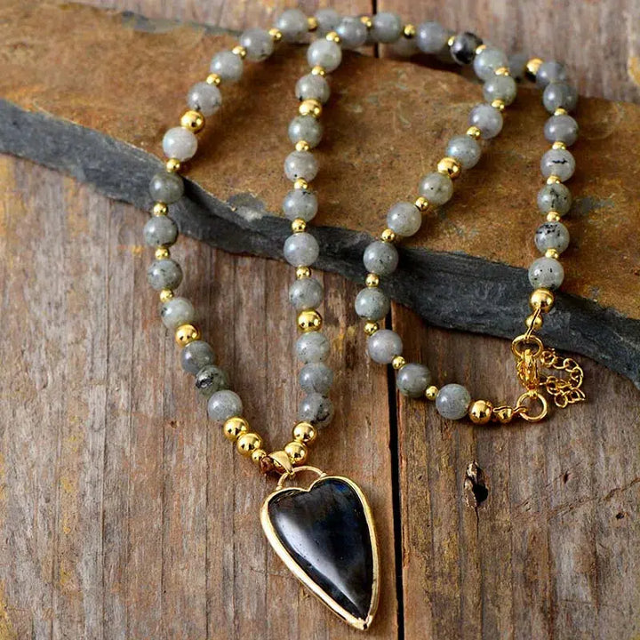 Bohemian Crystal Heart Pendant Necklaces