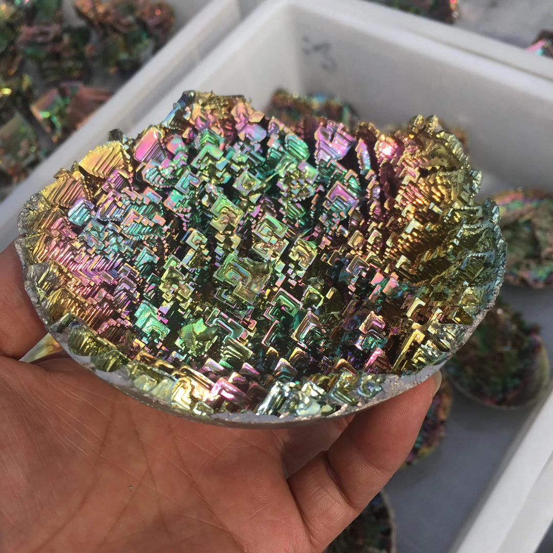 Bismuth Metal Crystal Rainbow Bowl