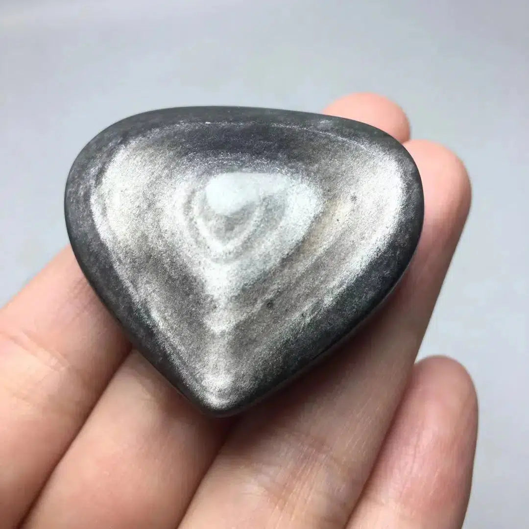 Silver Obsidian Crystal Hearts