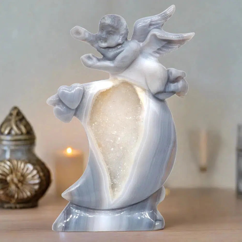 Agate Moon Angel Carving