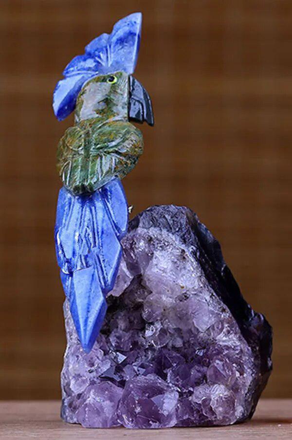 Hand Carved Crystal Parrot