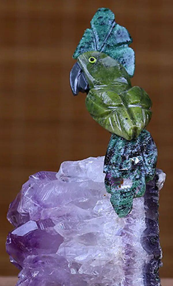 Hand Carved Crystal Parrot