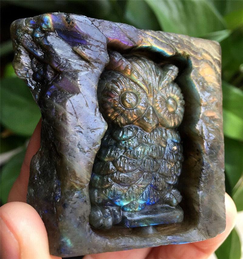 Labradorite Carved Owl