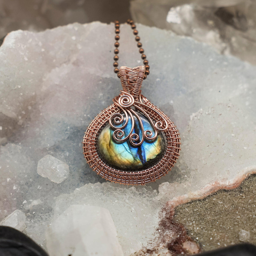 Labradorite Wire Wrap Crystal Pendant