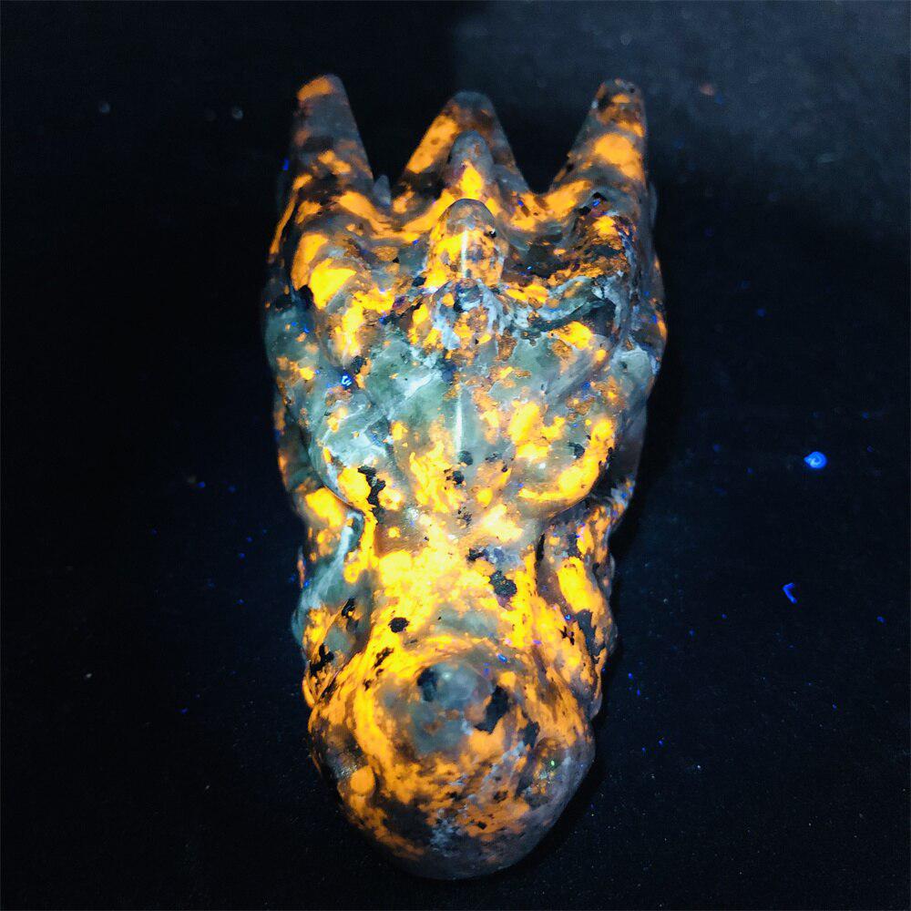 Large Yooperlite Crystal Dragon Skull