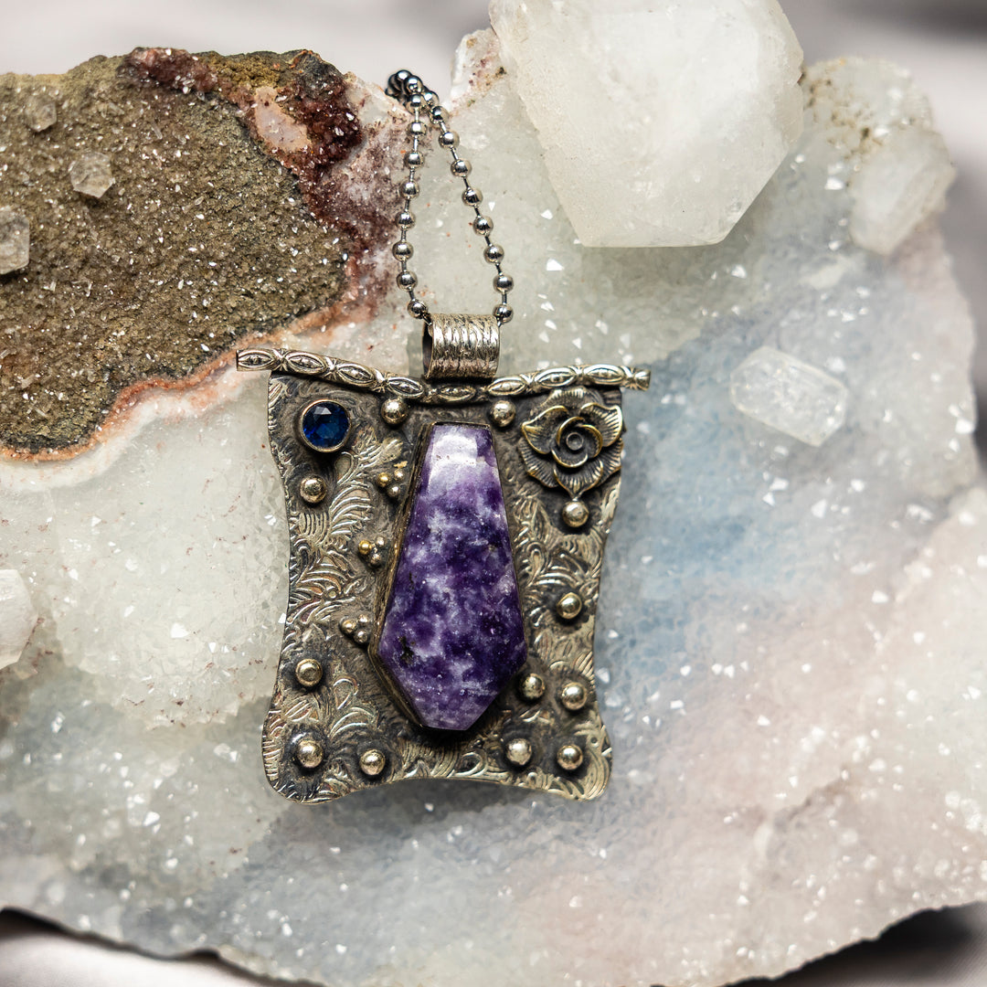 Lepidolite On 925 Silver Pendant