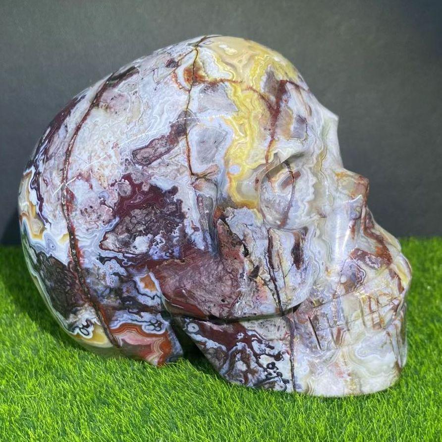 Mexican Lace Agate Hand-Carved Skull