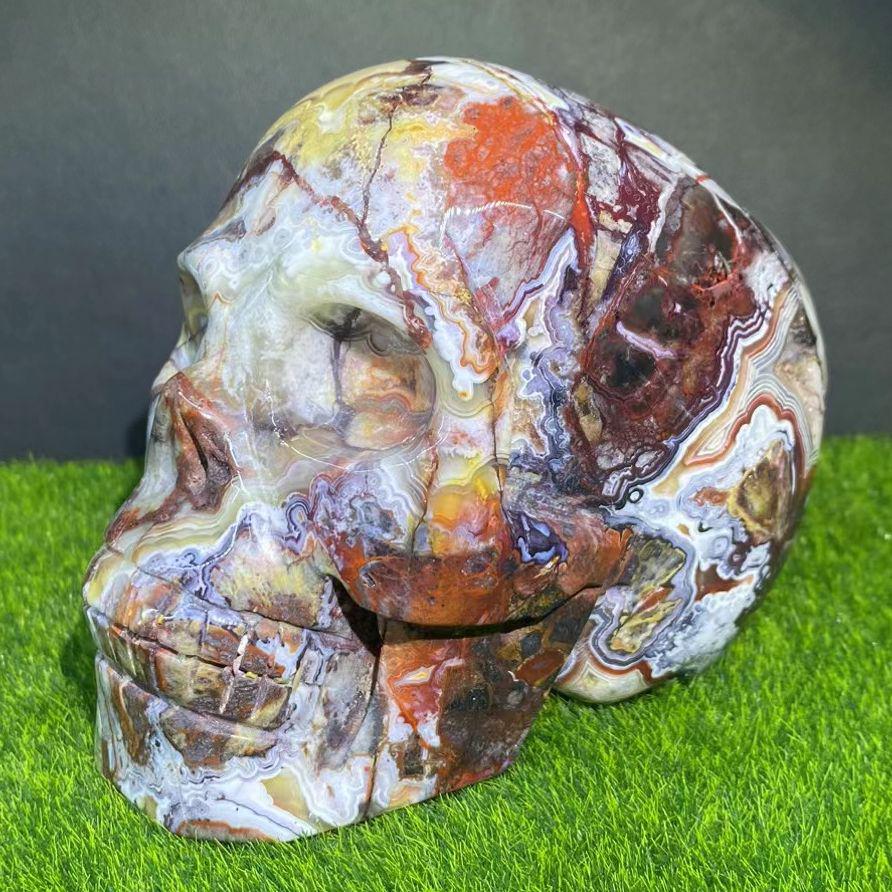 Mexican Lace Agate Hand-Carved Skull