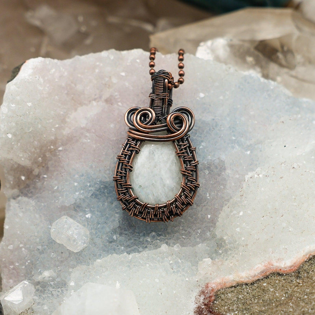 Moonstone Wire Wrap Crystal Pendant
