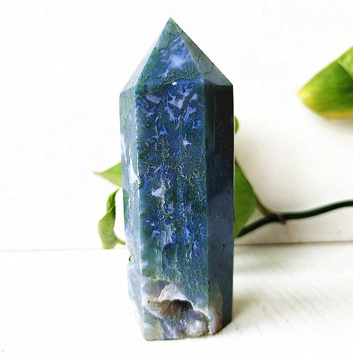 Moss Agate Crystal Tower
