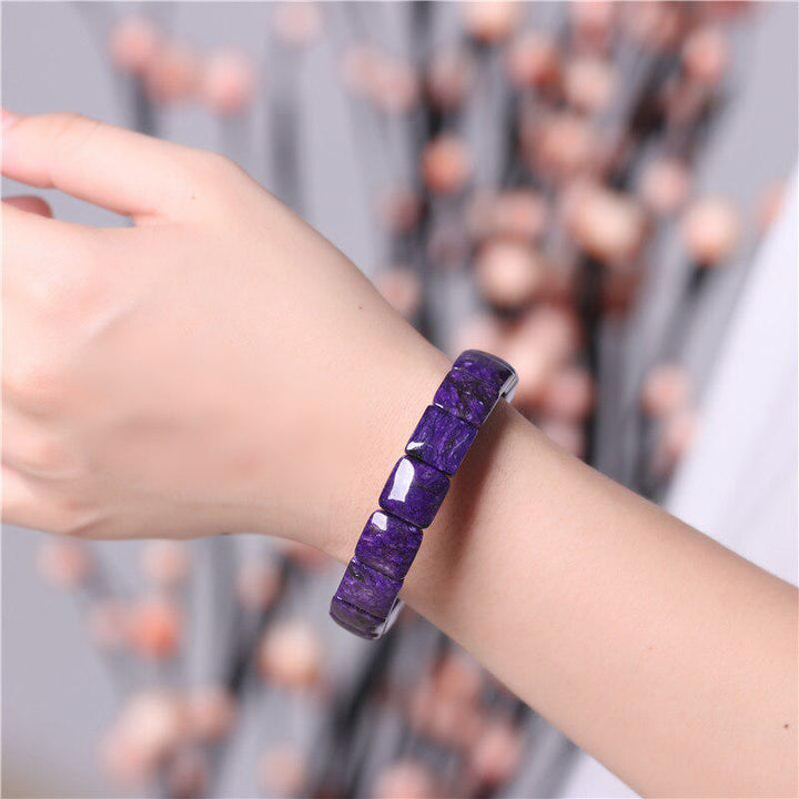 Natural Purple Charoite Rectangle Beads Bracelet