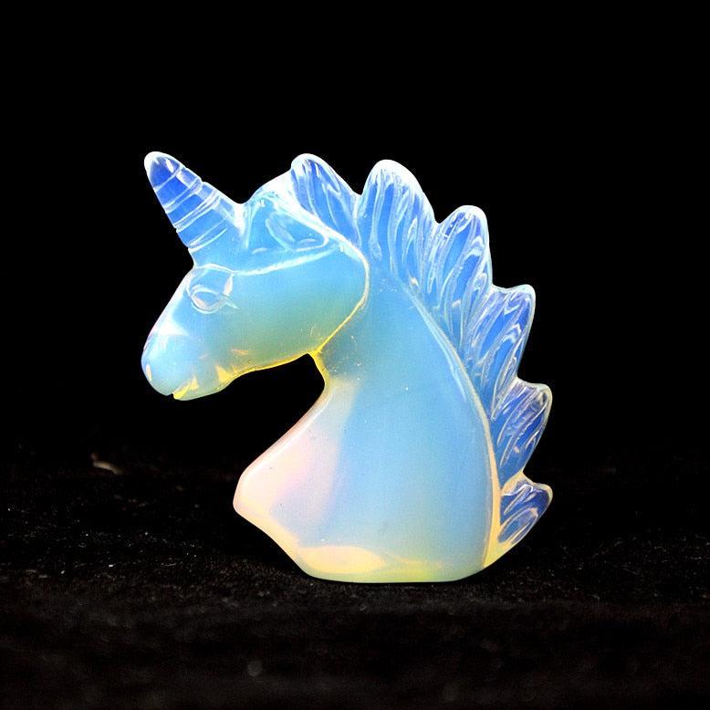 Opal Unicorn Hand Carved Crystal