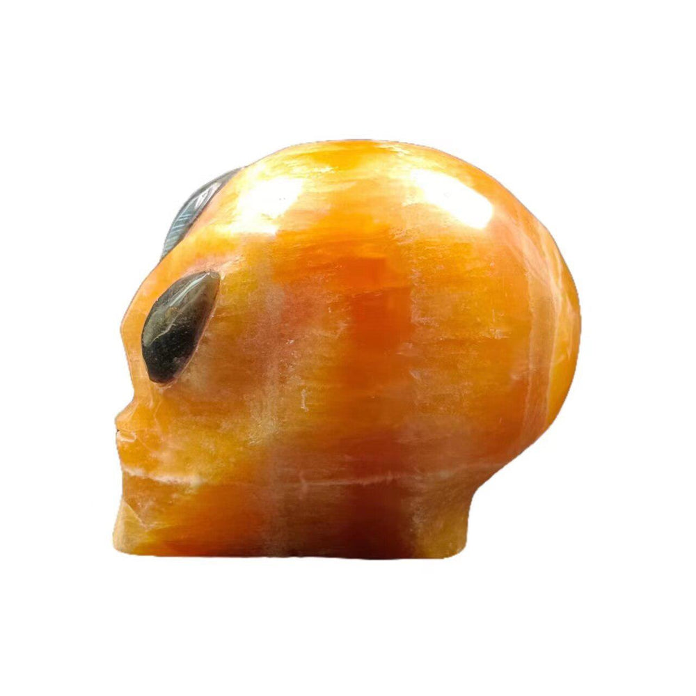 Orange Calcite Alien Skull