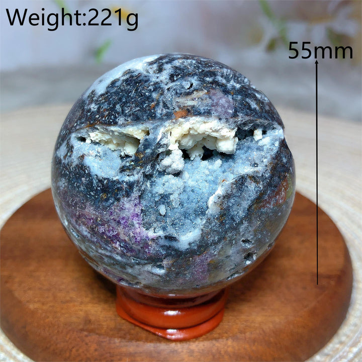 Purple Sphalerite Druzy Geode With Fluorite Sphere