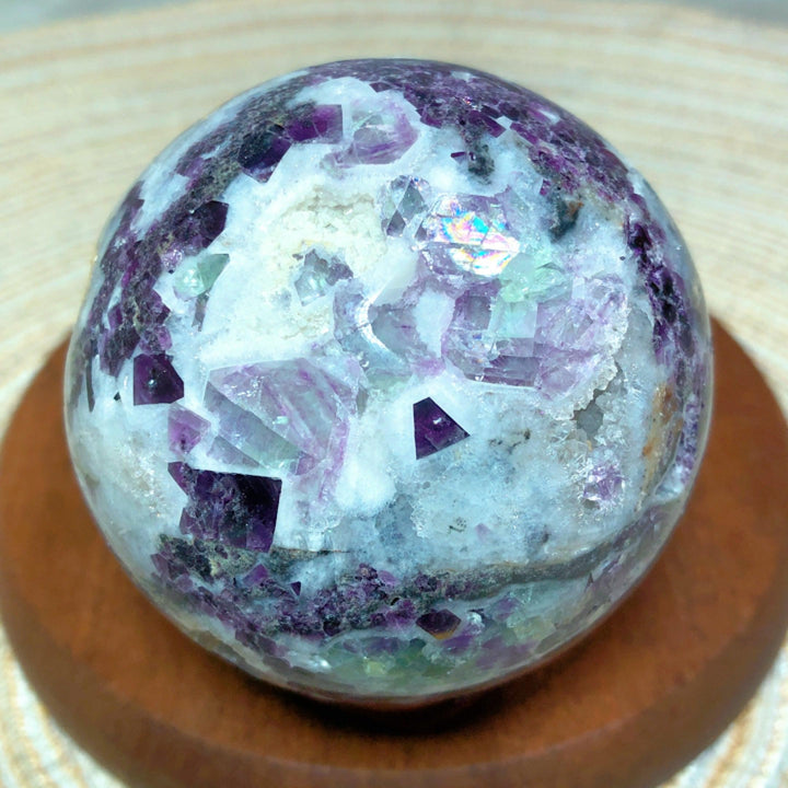 Purple Sphalerite Druzy Geode With Fluorite Sphere