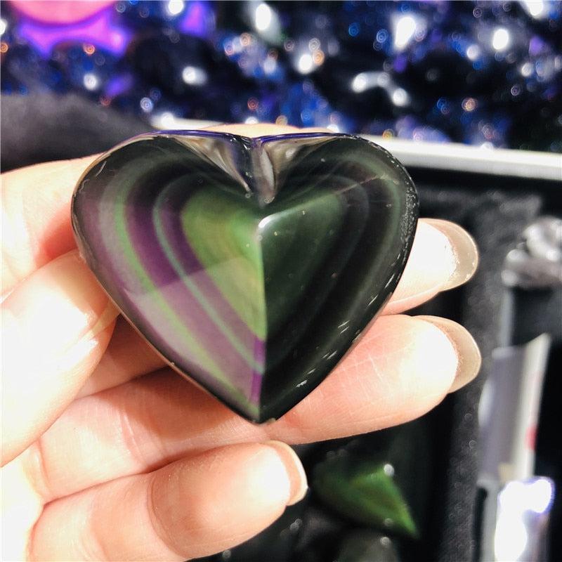 Rainbow Obsidian Crystal Heart