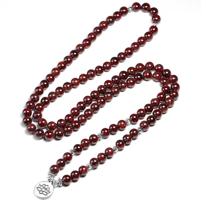 Red Garnet 108 Beads Mala Necklace
