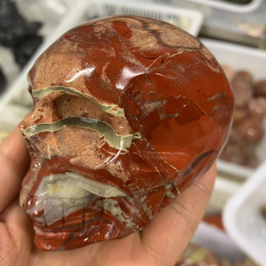 Red Jasper Hand Carved Skull