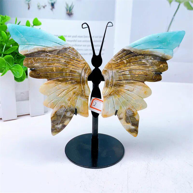 Amazonite Butterfly Wings Carving