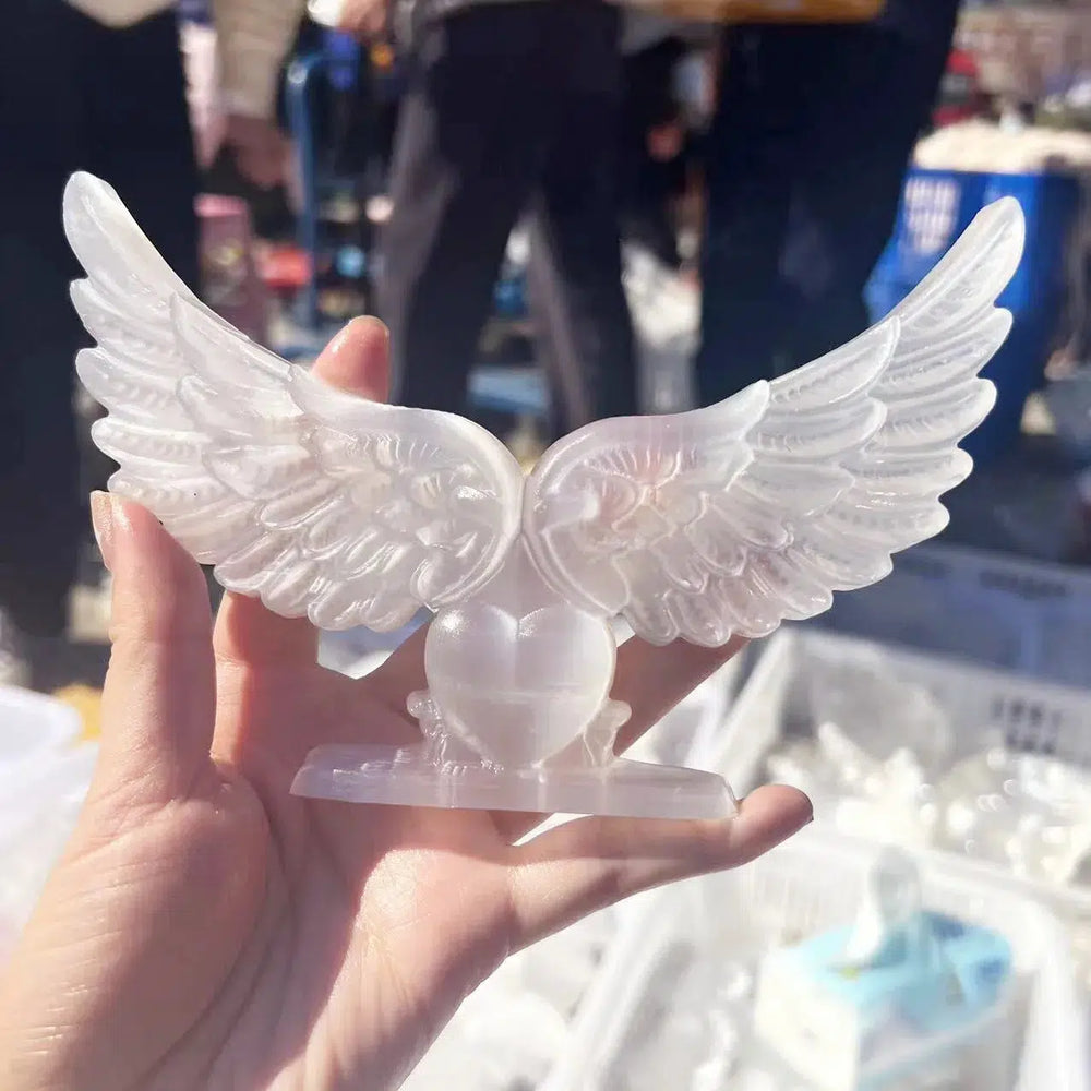 Selenite Angel Wings Carving