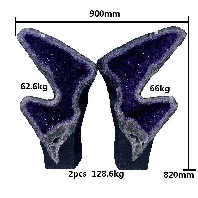 Amazing... Amethyst Geode Butterfly Matching Pair