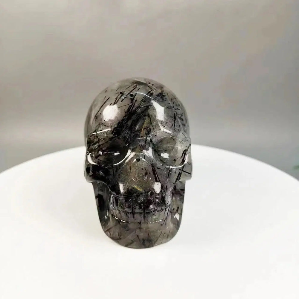 Rutilated Quartz Skull Hand Carved