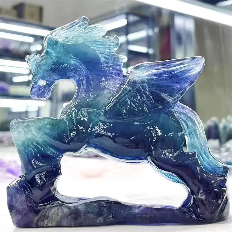 Fluorite Unicorn Crystal Carving