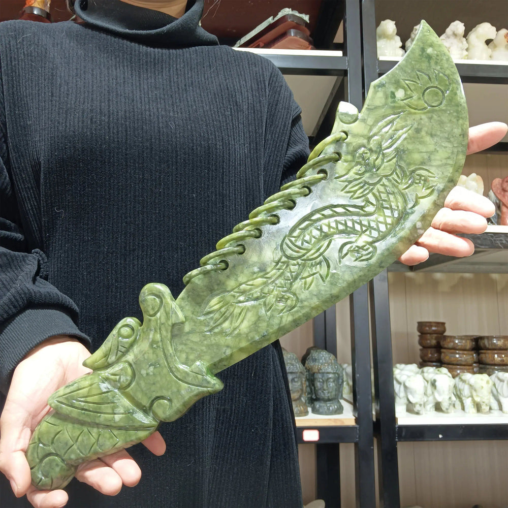 Jade Dragon Killer Sword with Display Stand