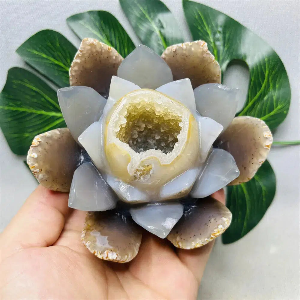 Buddhist Treasure Agate Geode Agate Lotus Flower