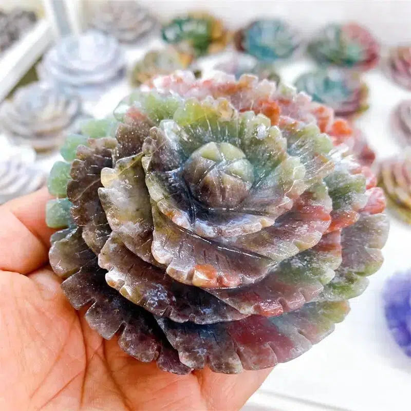 Ocean Jasper Flower Crystal Carving