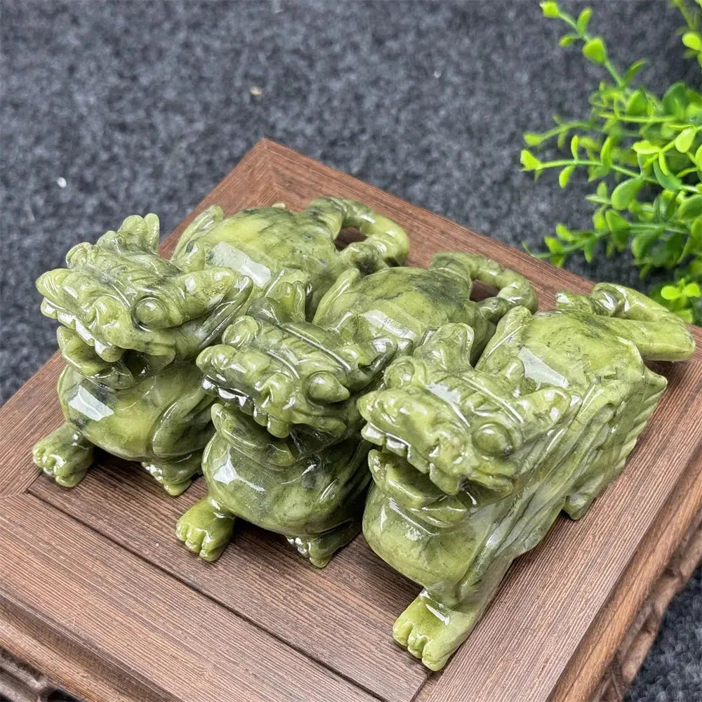 Green Jade Chinese Pixiu Carving
