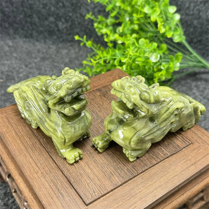 Green Jade Chinese Pixiu Carving
