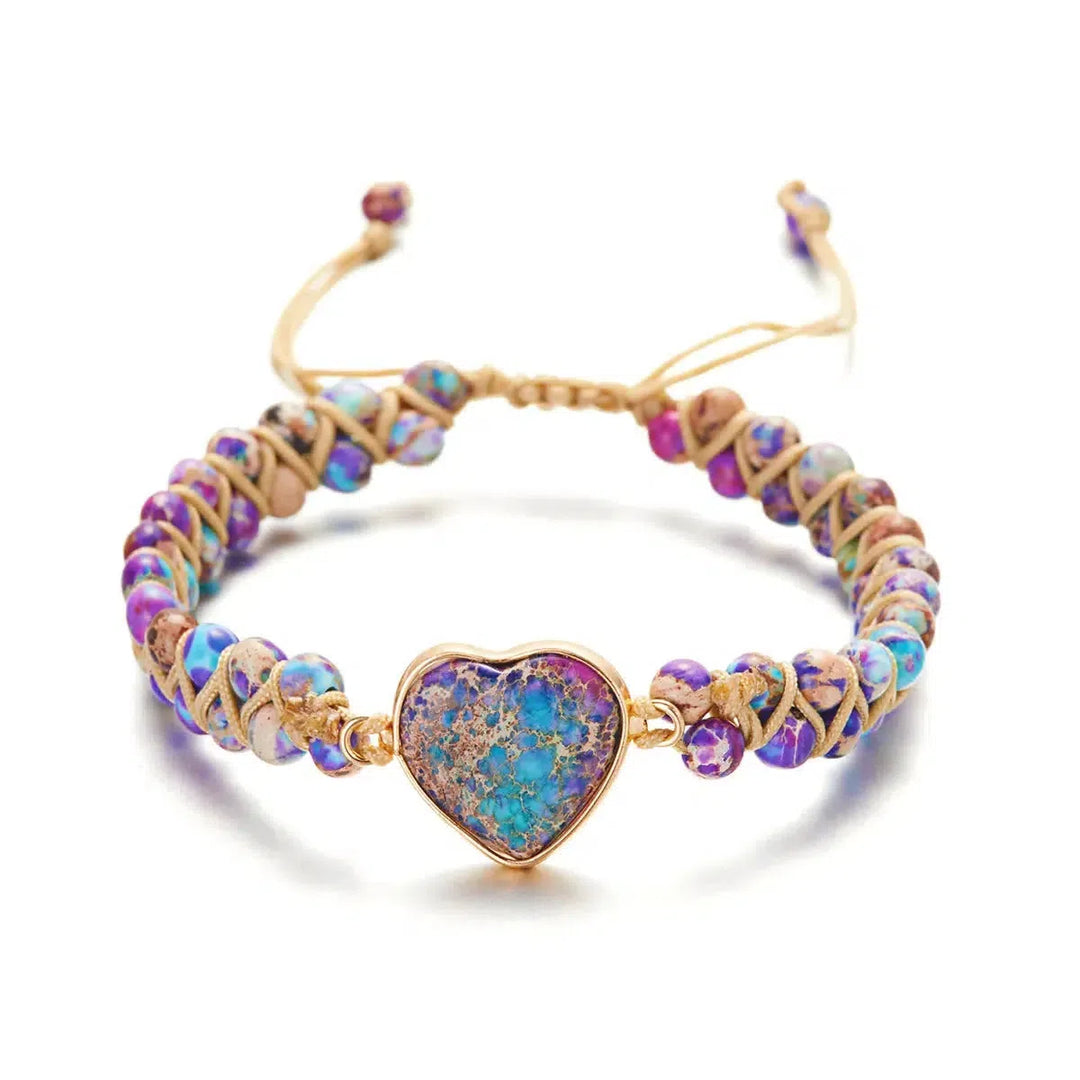 Handmade Natural Stone Heart Bracelet in 6 Styles