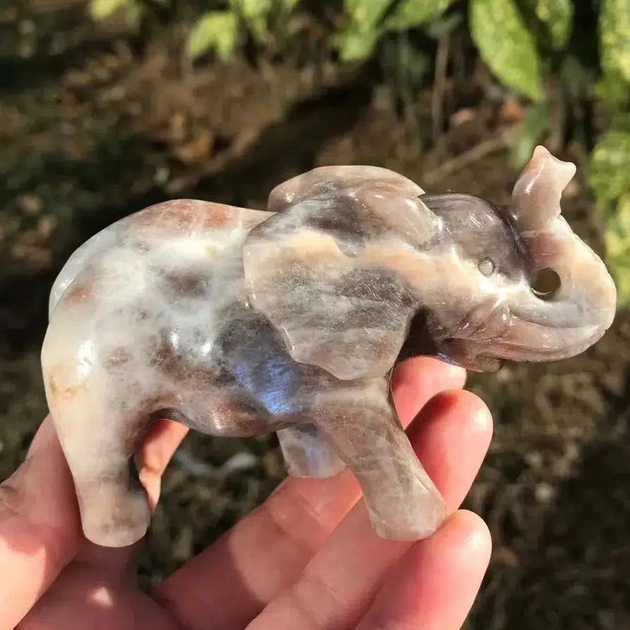 Orange Moonstone Crystal Carved Elephant